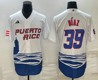 Men%27s Puerto Rico Baseball #39 Edwin Diaz 2023 White World Baseball Classic Stitched Jersey->2023 world baseball classic->MLB Jersey